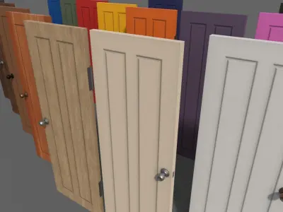 PBR Wood Door A4 Low-poly 3D model