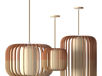 Nordic Wooden Pendant Lamp 3D model