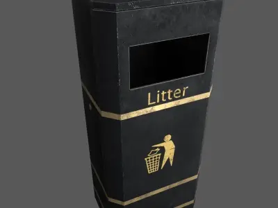 Derby E Slimline Litter Bin Low-poly 3D model