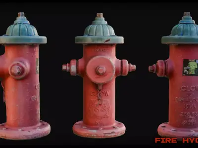 Red Fire Hydrant Realistic Game Ready 3D Scan Low-poly 3D model