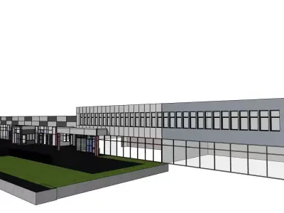 Modern Industrial Hall Front  Frames and Composite Facade 3D model