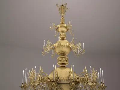 gold chandelier 3D model 2
