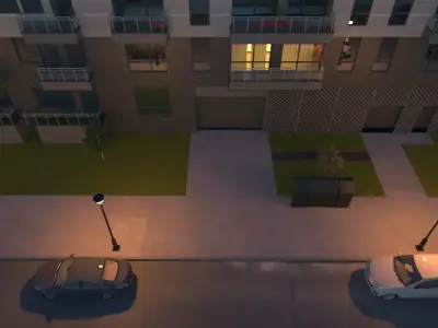 Night City Street with Cars 3D model