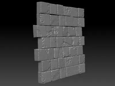 Damaged Stone Block Wall 3D model