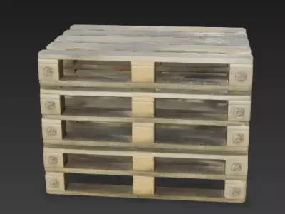 Weathered Wooden Shipping Pallet Stack 3D Model Low-poly 3D model