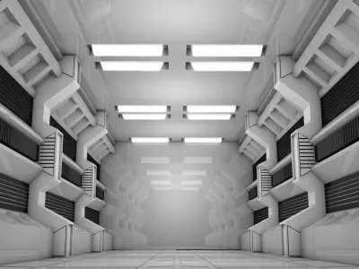 Sci Fi Corridor Low-poly 3D model