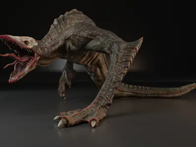 Skullcrawler creature Low-poly 3D model