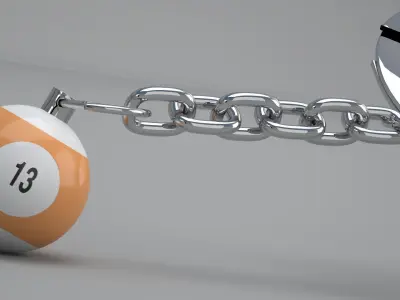 13 Snooker Ball with Keychain 3D model