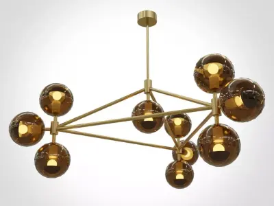 Modo Chandelier 3 Sided 10 Globes Free 3D model