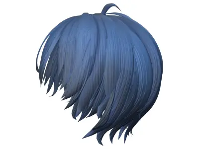 Sci-fi Blue Short Female Hair Low-poly 3D model