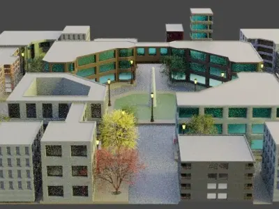 Small Town  Low-poly 3D model