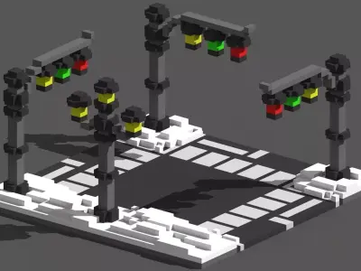 Xmas Road Voxel - 3 Low-poly 3D model