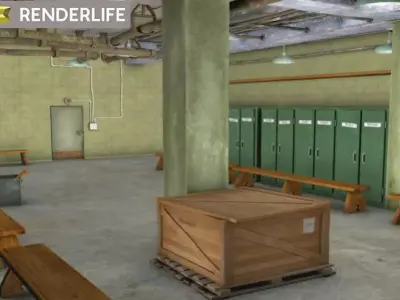 Vintage Locker room interior 3D model