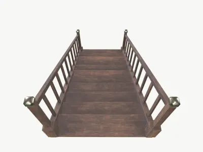 Wooden Stairs Low-poly 3D model