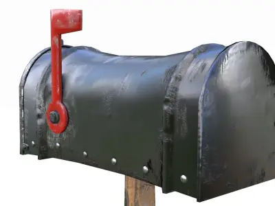 Old black Mailbox Lowpoly Low-poly 3D model