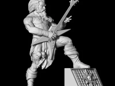Dimebag statue of man holding guitar 3D print model