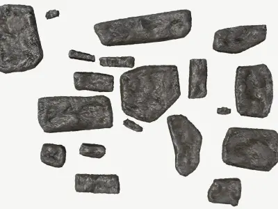 Walkway Stones Set Low-poly 3D model