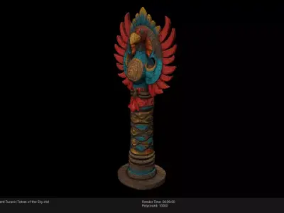 Low Poly Stylized Ancient Turanic Totem of the Sky Low-poly 3D model