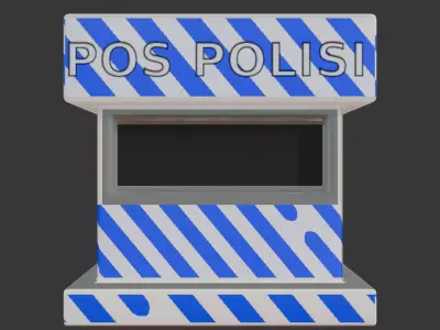 Stylized Indonesian Police Post Booth Isometric 3D Model Low-poly 3D model