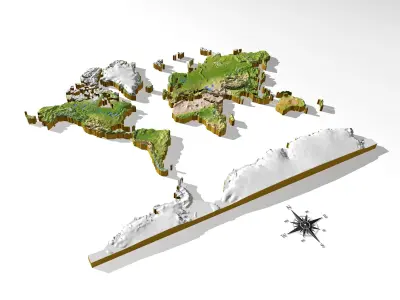 WorldMercator High resolution 3D relief maps 3D model