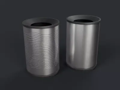 Street Trash Can 25 PBR Game Ready Low-poly 3D model