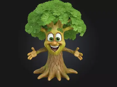 Happy Tree Friend  A Whimsical Woodland Companion 3D model