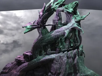 Snake Mountain Curved Dark City version  3D model