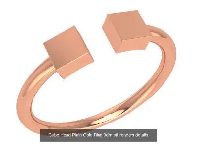 4 Dual End Light Wieght Minimilist Plain Gold Ring 3dm stl 3D Model Pack