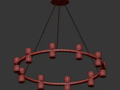 THE307 gold chandelier with glass shades 3D model