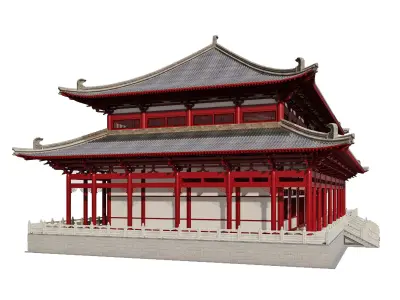 Japanese Temple Main Hall 3D model
