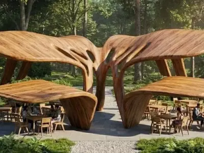 Organic Parametric Pavilion - Futuristic Restaurant Structure Low-poly 3D model