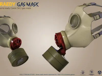 Low Poly Game ready CM-3 Gas Mask Low-poly 3D model