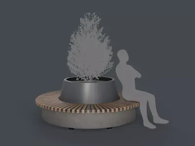 Modern Outdoor Bench 104 PBR Game Ready Low-poly 3D model