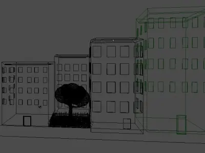 Street city with buildings and trees Free 3D model