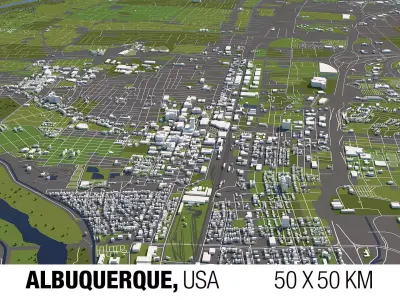 Albuquerque USA 50x50km City Map 3D model