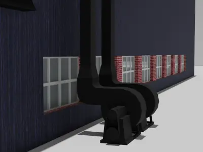 Industrial Building Low-poly 3D model 9