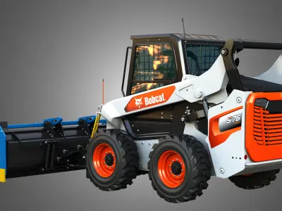 S76 Skid Steer Loader - Kage SnowFire Plow System 3D model