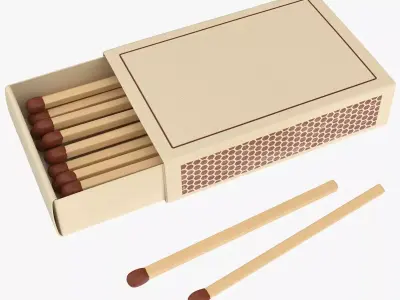 Matchbox matches in box Low-poly 3D model