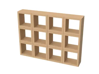 Cardboard Shelving Unit Low-poly 3D model
