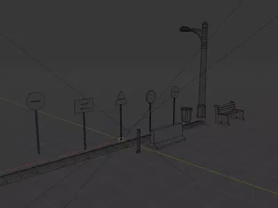 City Street Assets Pack Game Ready Low Poly Low-poly 3D model