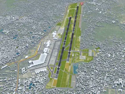 Netaji Subhash Chandra Bose International Airport Kolkata 10km Low-poly 3D model