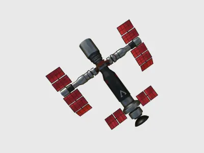 Satellite F04 Steel Red - SciFi Space Design Low-poly 3D model
