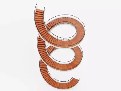 Spiral Staircase V3 - Modern Interior Stairs Low-poly 3D model