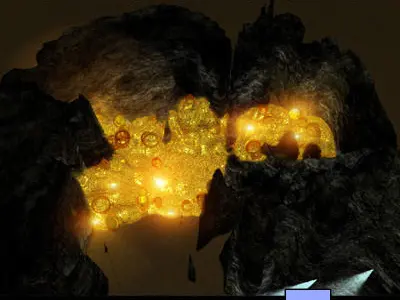 Golden Treasure And Cave Medieval 3D model