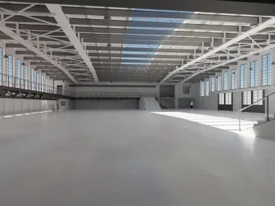 Industrial Hangar Hall Interior 5 Low-poly 3D model