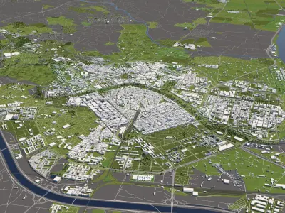 Valencia 50x50km 3D City Map 3D model