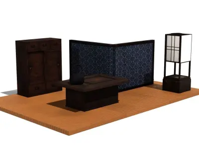 Japanese Old furniture set 3D model