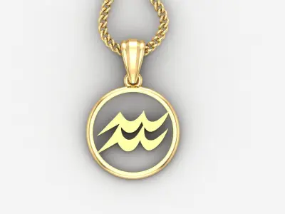 Circle Aquarius Light Gold Pendant Version 6 3D print model