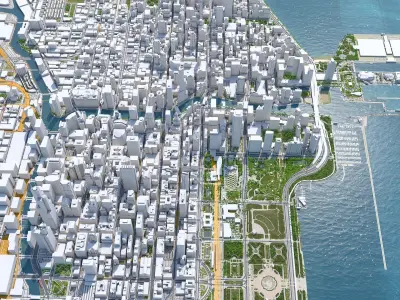 Chicago Downtown Illinois USA Low-poly 3D model