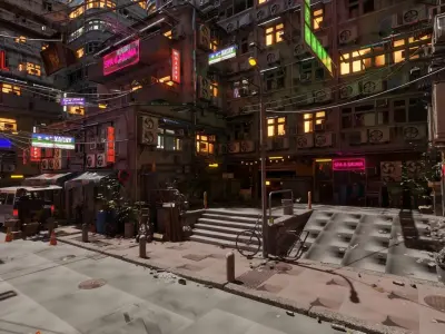 Techno Urban Streets Low-poly 3D model